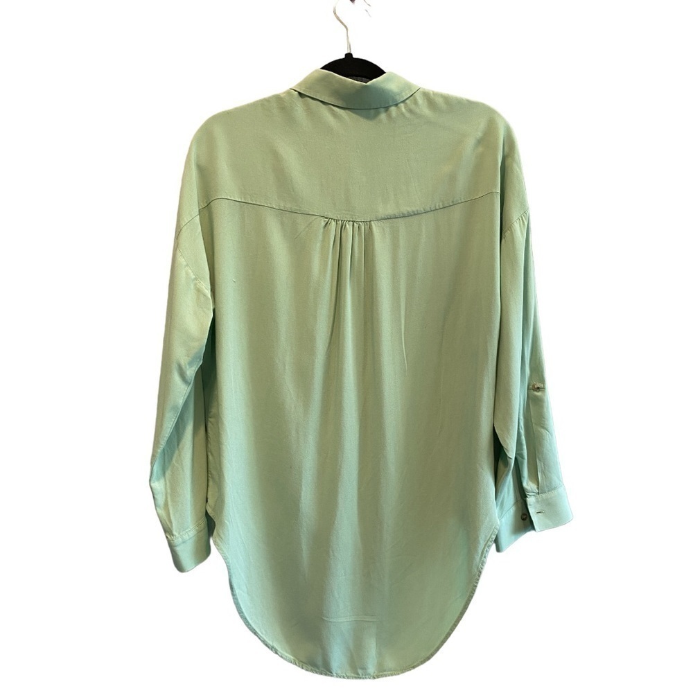 Anthropologie Maeve Seafoam Green Tie Button Down Shirt - Picture 2 of 9